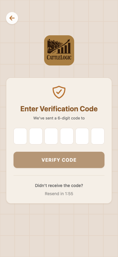 Reset password OTP — 6-digit field, resend timer